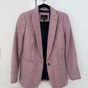 J. Crew Parke Pink Herringbone Wool Blazer AB246
